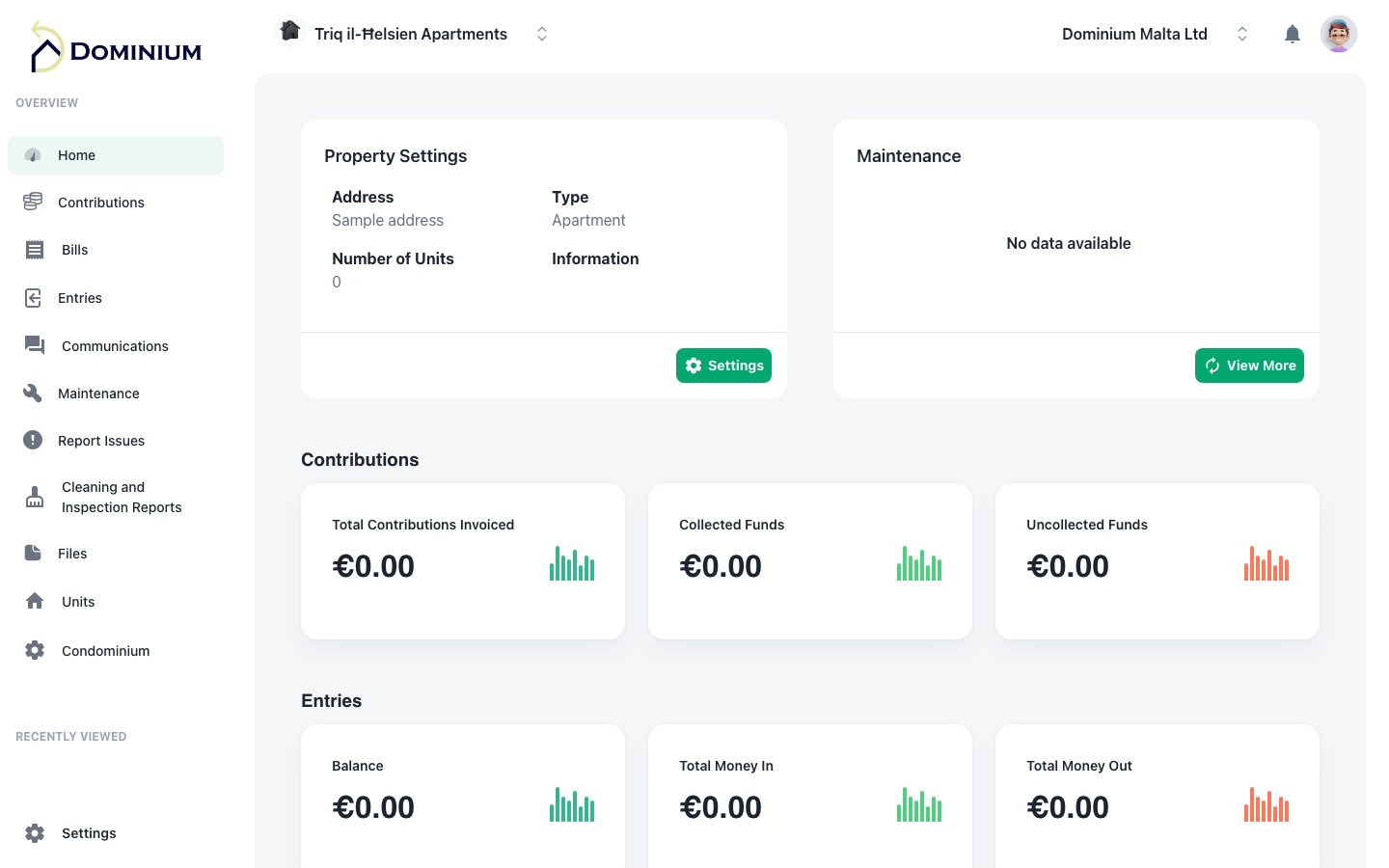 Dominium Xero QuickBooks Zoho Books accounting integration — Malta